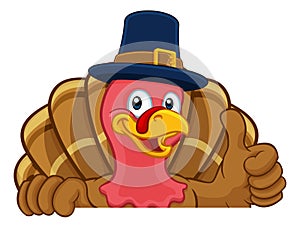 Turkey Pilgrim Hat Thanksgiving Cartoon Character