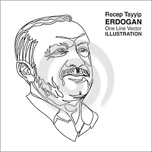 Turkey president Recep Tayyip ErdogÃâ an, one line drawing photo