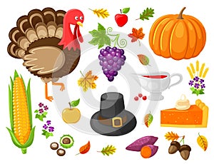 Turkey and Pumpkin Products Thanksgiving Vector