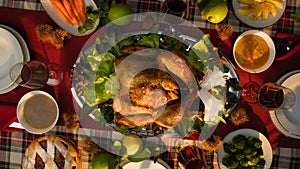 Turkey Ready For Dinner Of Thanksgiving Day At Home, vertical view