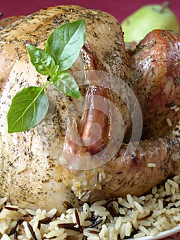 Turkey with rice and basil