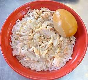 Turkey rice with stewed egg closeupn