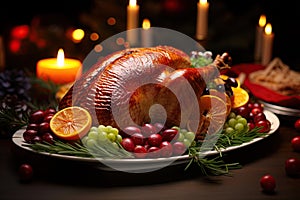 Turkey roast for Christmas dinner. Generative Ai