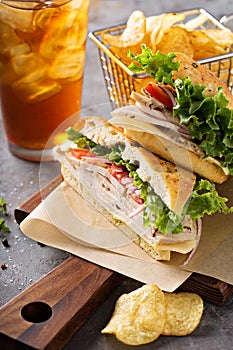 Turkey sandwich with cheese and herb mayonnaise