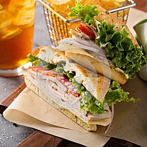 Turkey sandwich with cheese and herb mayonnaise