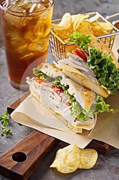 Turkey sandwich with cheese and herb mayonnaise