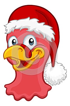 Turkey In Santa Hat Christmas Thanksgiving Cartoon