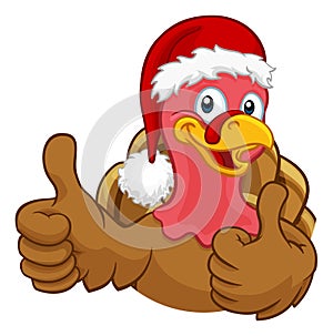 Turkey In Santa Hat Christmas Thanksgiving Cartoon