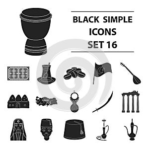 Turkey set icons in black style. Big collection of Turkey vector symbol stock illustration