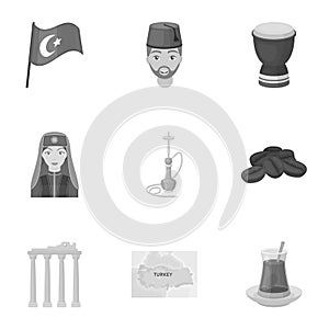 Turkey set icons in monochrome style. Big collection of Turkey vector symbol stock illustration