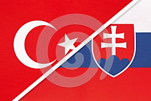 Turkey and Slovakia, symbol of country. Turkish vs Slovak national flag