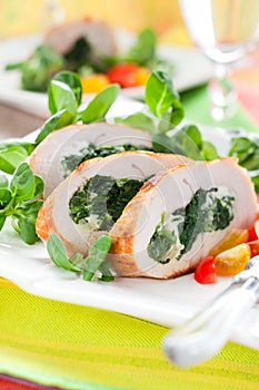 Turkey stuffed with spinach