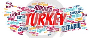 Turkey top travel destinations word cloud photo