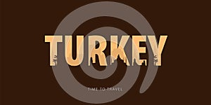 Turkey. Travel bunner with silhouettes of sights. Time to travel. Vector illustration.