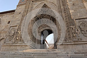 Turkey travel. the gate of a twin Minaret school Turkish: Ãâ¡ifte Minareli Medrese . Twin Minaret Madrasah, Twin Minaret Madrasa.
