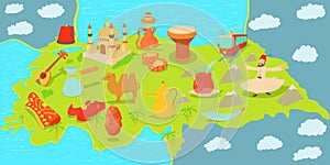 Turkey travel map horizontal banner, cartoon style photo