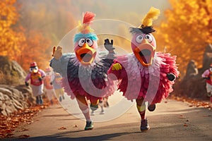 Turkey trot marathon event with participants