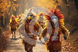 Turkey trot marathon event with participants