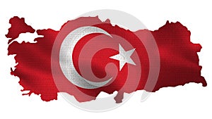 Turkey - Turkish Flag and Map White Background