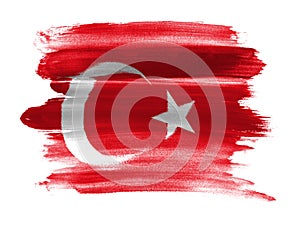 Turkey. Turkish flag painted with watrcolor