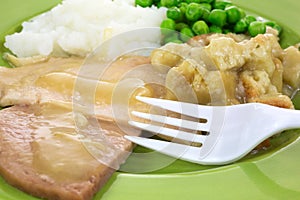 Turkey TV Dinner On Plate Close