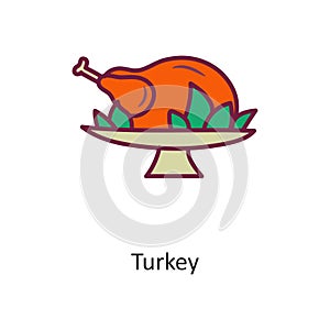 Turkey vector Fill outline Icon Design illustration. Holiday Symbol on White background EPS 10 File