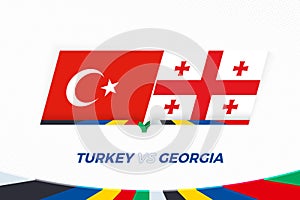Turkey vs Georgia in Football Competition, Group F. Versus icon on Football background