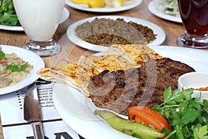 Turkish Adana Urfa Skewers Shish Kebab stock photo