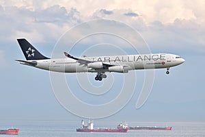 Turkish Airlines Airbus A340 landing at Istanbul Ataturk Airport