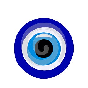 Turkish Amulet against the evil eye, blue Turkish eye Nazar Bonkugu from glass. flat vector illustration photo