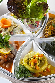 Turkish traditional appetizers on white dish