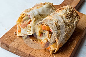 Turkish Avci Boregi / Hunter Pastry Fried Rolls with Chicken and Vegetables.