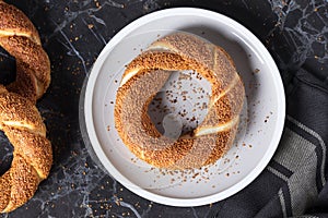 Turkish bagel in plate