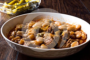 Turkish Baked Beans with Pickle / Etli Kuru Fasulye.