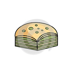Turkish baklava with pistachios. Attribute of Turkish culture. Vector illustration. Turkish national pastries.