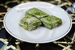 Turkish baklava with pistachios