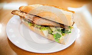 Turkish Balik Ekmek Fish sandwich.. Traditional Turkish fastfood.