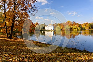 Turkish bath in autumn foliage in Catherine park, Tsarskoe Selo Pushkin, Saint Petersburg, Russia