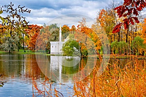 Turkish bath in autumn foliage in Catherine park, Tsarskoe Selo Pushkin, St. Petersburg, Russia