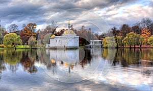 Turkish bath in Catherine park in mellow fall, Pushkin, Saint Petersburg, Russia