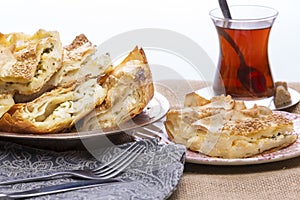 Turkish borek served at a party photo