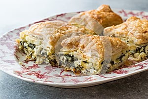 Turkish Borek Talas Boregi / Burek with Spinach and Cheese made with Mille Feuille.