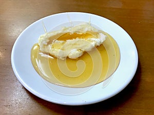 Turkish Breakfast Bal Kaymak / Honey and Butter Cream served at Restaurant.