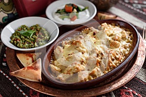 Turkish Casserole Guvec, Chicken Stew Baked in Clay Dish