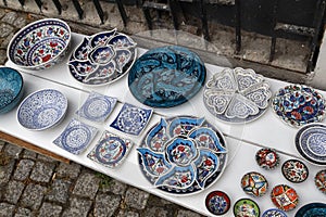 Turkish ceramics in street,Istanbul, Turkey.