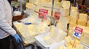 Turkish cheese: full-fat beyaz peynir,yellow kaÅŸar peynir, cecil, topi, burgu peynir, bazaar