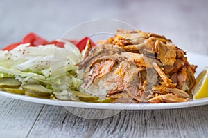 Turkish Chicken Doner Kebab with rice