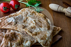 Turkish Cig Borek / Tatar Pie with minced meat.