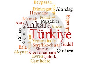 Turkish city Ankara subdivisions in word clouds