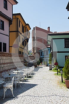 Turkish City Street with cafe tables